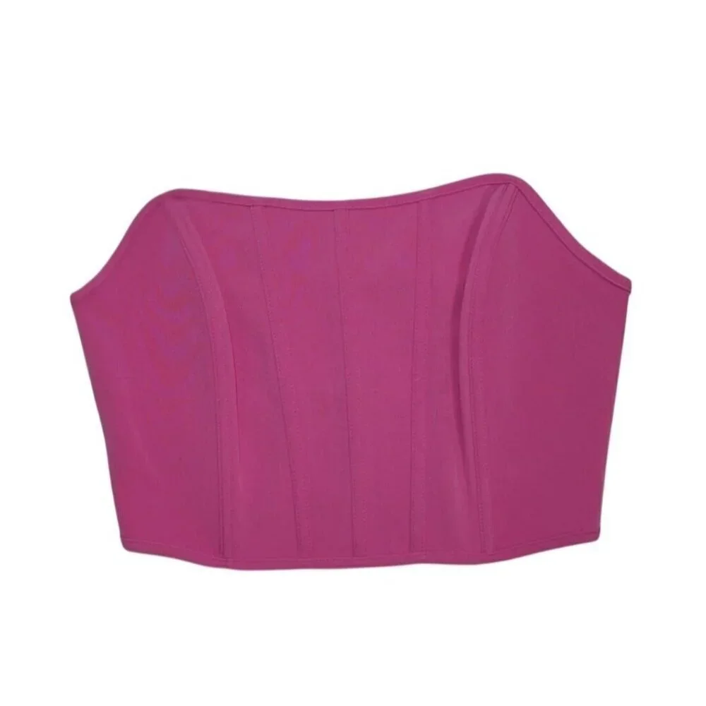 Sincerely Jules Pink Strapless Corset Top With Boning & Back Zip Fastening, S.